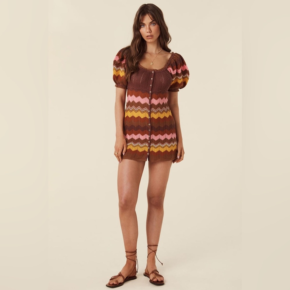 NWT SPELL THE ZIGGY CROCHET MINI DRESS |Size Medium - Picture 8 of 9